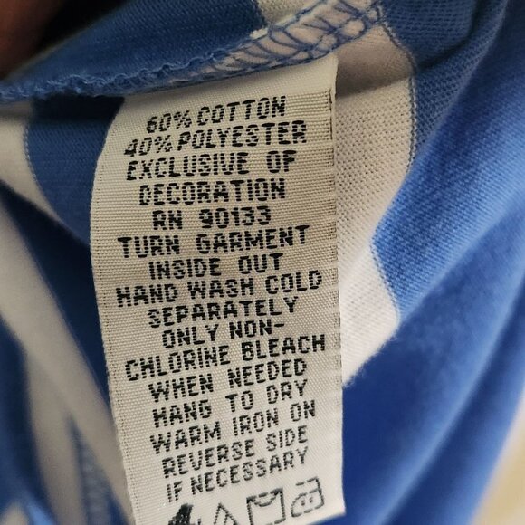 Bob Mackie Art To Wear Blue White Striped Floral Splash Shift Dress Size M - Picture 5 of 5